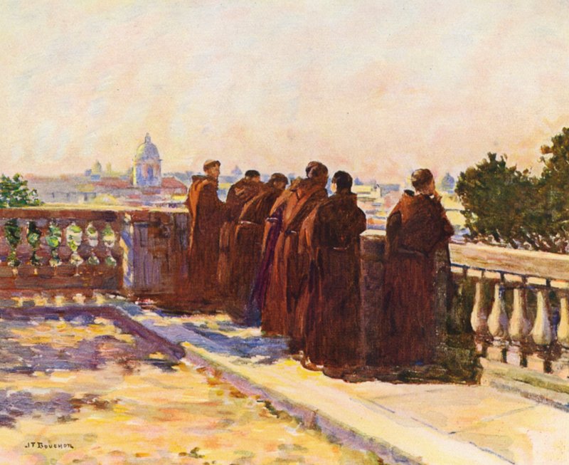 Roma: En el Pincio (litografía en color) de Joseph Felix Bouchor