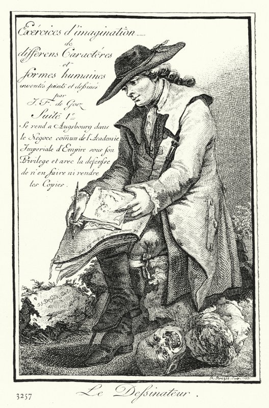 El caricaturista (grabado) de Joseph Franz von (after) Goez