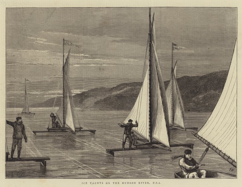 Yates de hielo en el río Hudson, EE.UU. de Joseph Nash