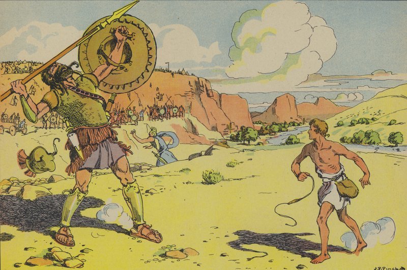 David y Goliat (litografía en color) de Joseph Porphyre Pinchon