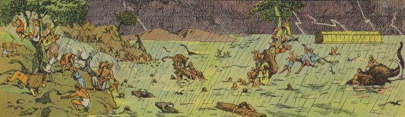 El diluvio (litografía en color) de Joseph Porphyre Pinchon
