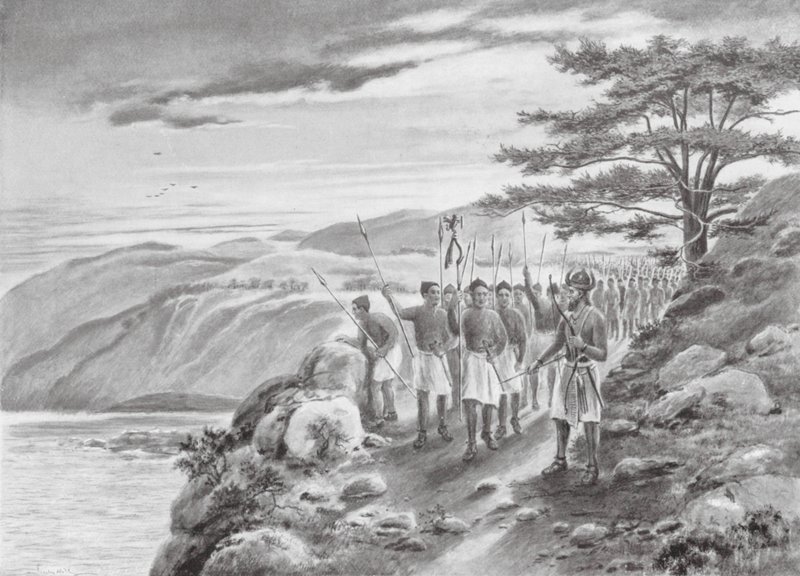 Sargón I en el Mediterráneo (litografía) de Justus Hill