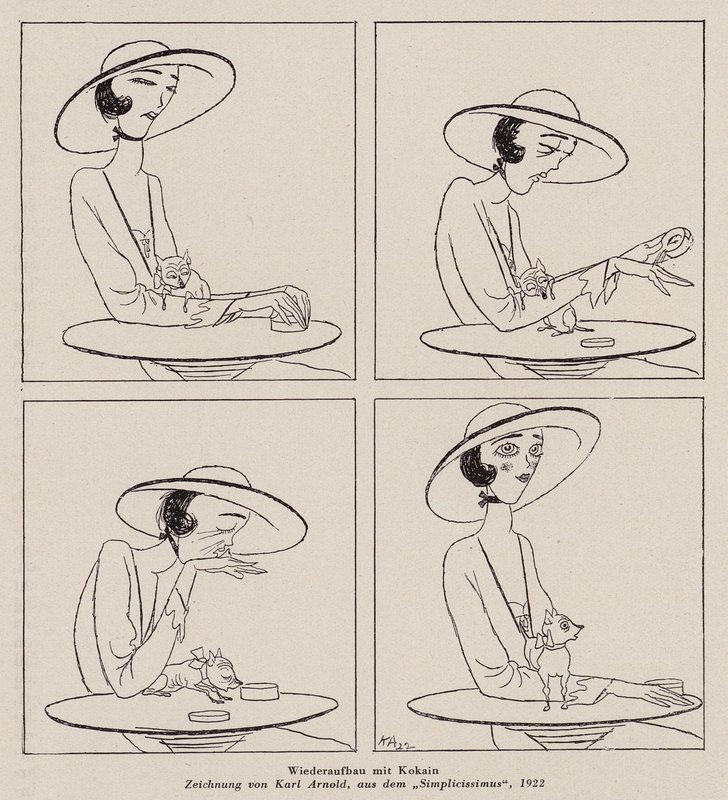 Mujer tomando cocaína (litografía) de Karl Arnold