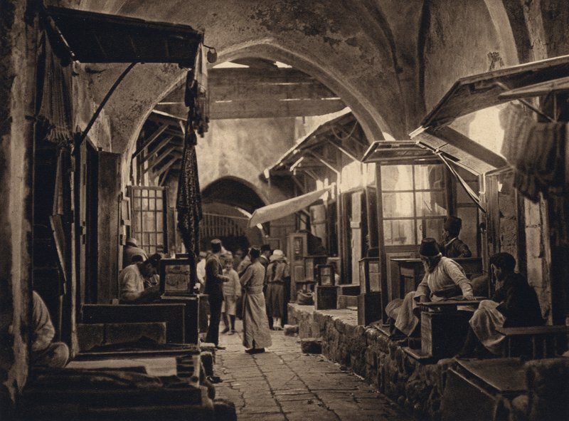 Jerusalén, Bazar (foto b/n) de Karl Grober