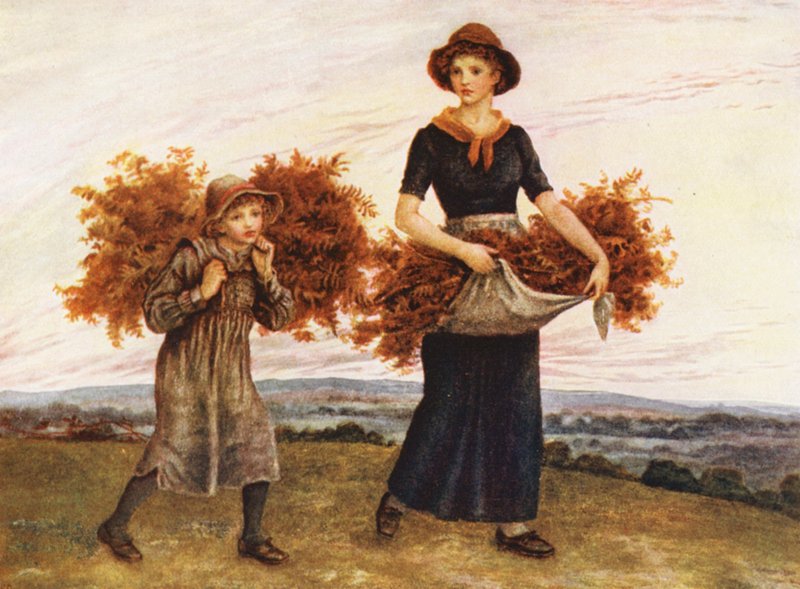 The Bracken Gatherers (litografía en color) de Kate (after) Greenaway