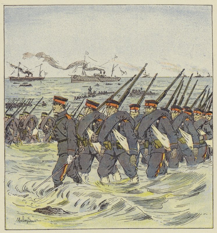 Desembarco de la infantería japonesa en Pi-Tse-Ouo de L. Malespine