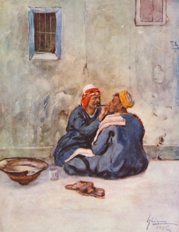 Pueblo de Egipto: Barber, Hallaq (litografía en color) de Lance Thackeray