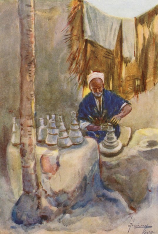 Pueblo de Egipto: Potter, Fokarani (litografía en color) de Lance Thackeray