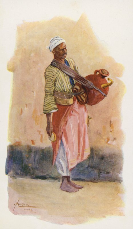 Pueblo de Egipto: Vendedor de jarabe, Argesusi (litografía en color) de Lance Thackeray