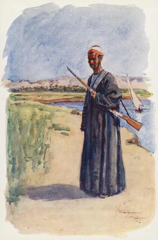 Pueblo de Egipto: Vigilante, Gaffir (litografía en color) de Lance Thackeray