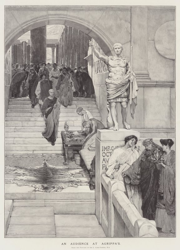 Una audiencia en Agripa de Lawrence Alma Tadema