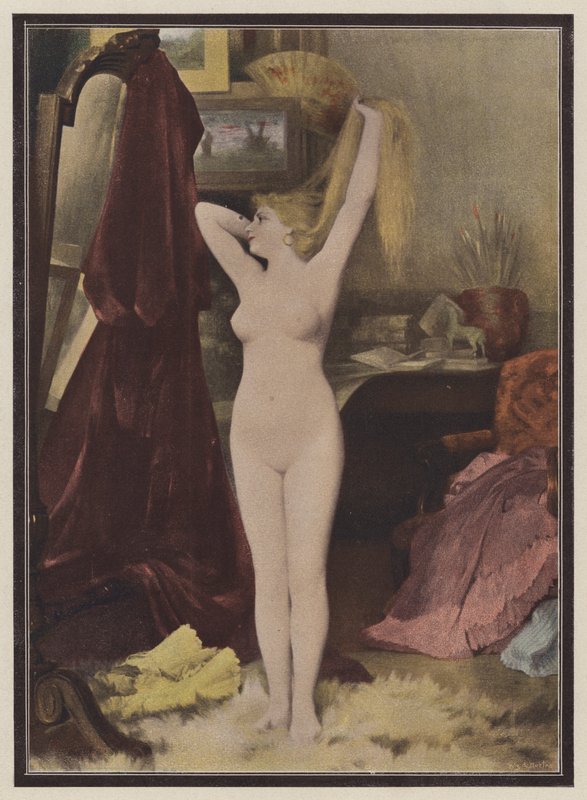 El modelo (litografia en color) de Leon Auguste Cesar Hodebert
