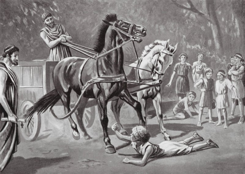Alcibíades desafiando al Teamster (litografía) de Leslie Mosley