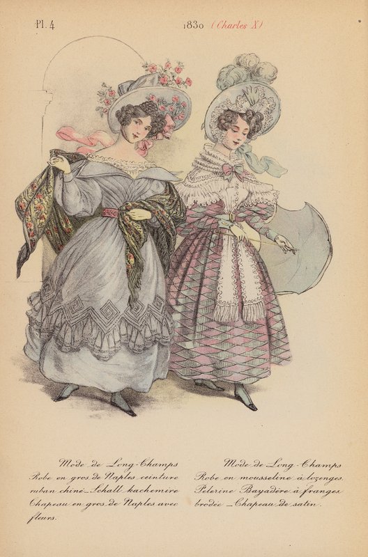 Moda francesa: 1830, Carlos X (litografía en color) de Louis Colas