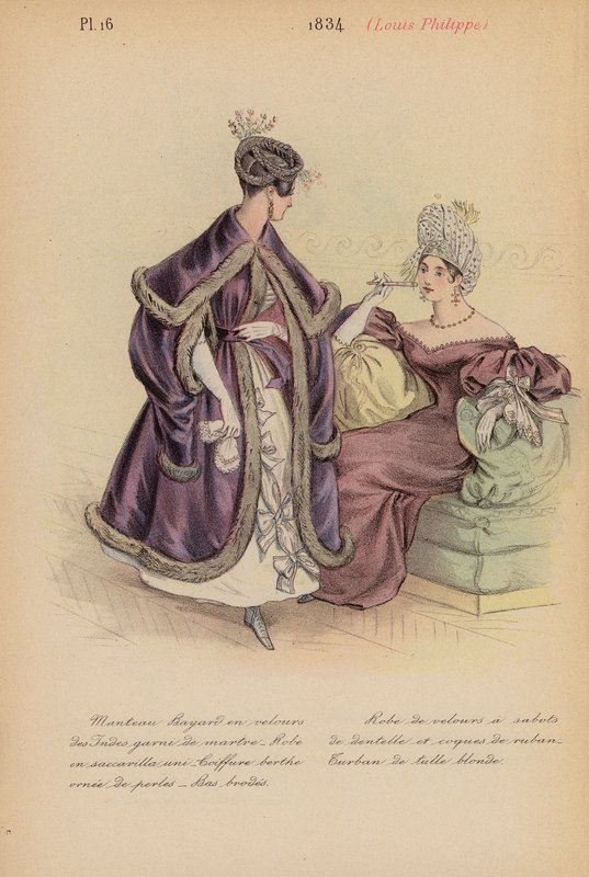 Moda francesa: 1834, Louis-Philippe (litografía en color) de Louis Colas