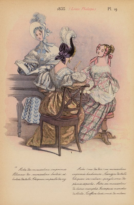 Moda francesa: 1835, Louis-Philippe (litografía en color) de Louis Colas