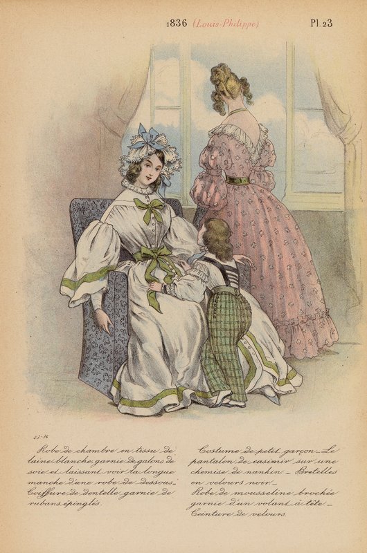 Moda francesa: 1836, Louis-Philippe (litografía en color) de Louis Colas