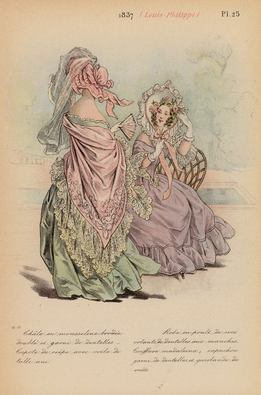Moda francesa: 1837, Louis-Philippe (litografía en color) de Louis Colas