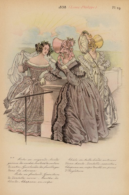 Moda francesa: 1838, Louis-Philippe (litografía en color) de Louis Colas