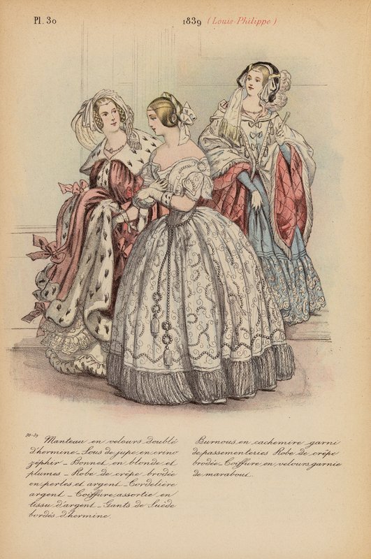 Moda francesa: 1839, Louis-Philippe (litografía en color) de Louis Colas