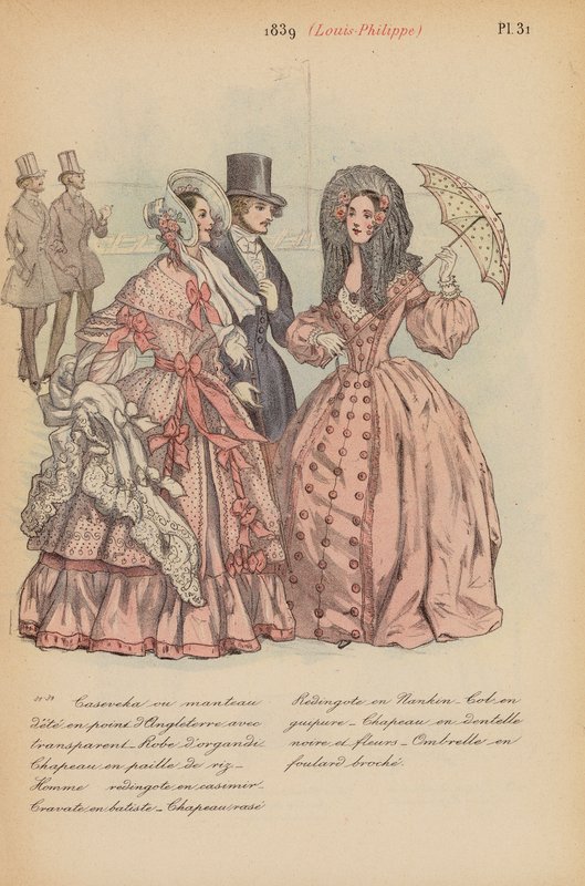 Moda francesa: 1839, Louis-Philippe (litografía en color) de Louis Colas