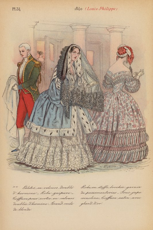 Moda francesa: 1840, Louis-Philippe (litografía en color) de Louis Colas