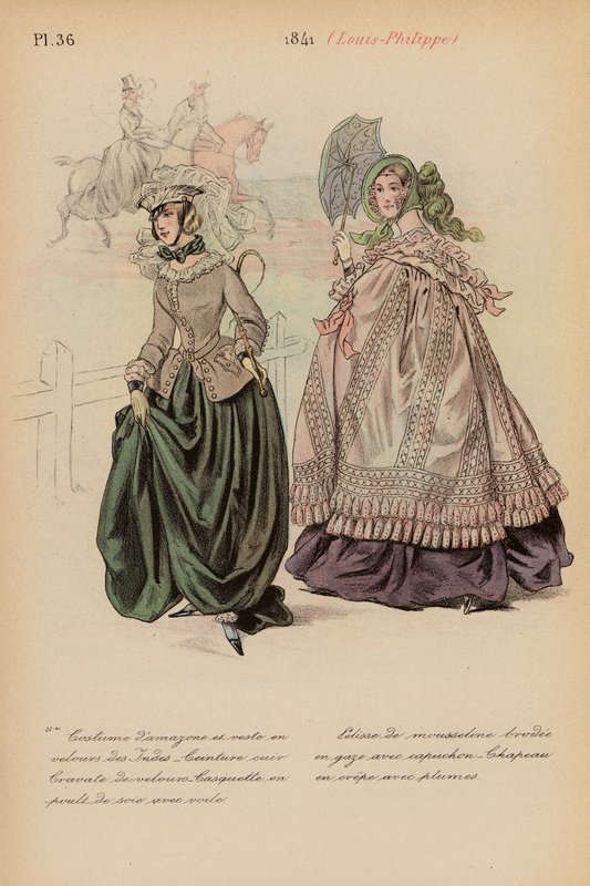 Moda francesa: 1841, Louis-Philippe (litografía en color) de Louis Colas