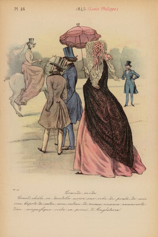 Moda francesa: 1845, Louis-Philippe (litografía en color) de Louis Colas