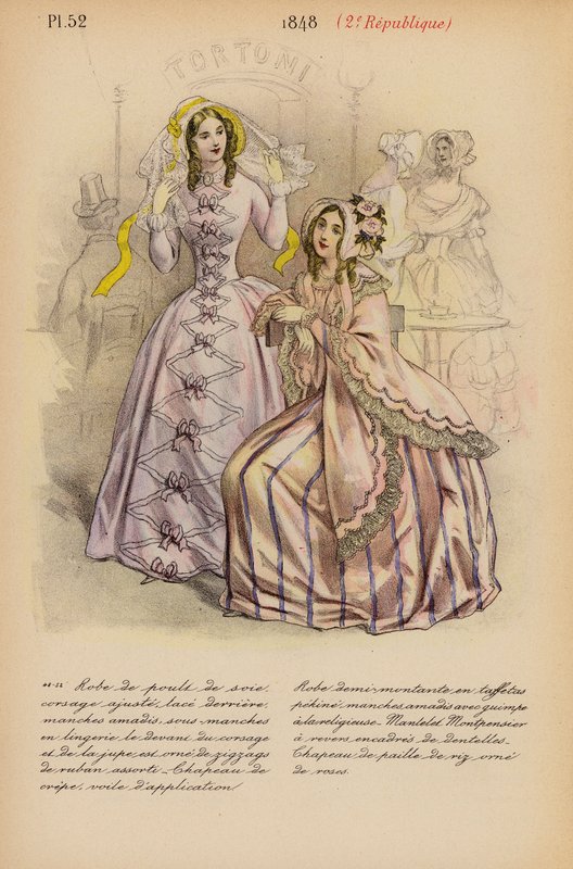 La moda francesa: 1848, 2e Republique (litografía en color) de Louis Colas