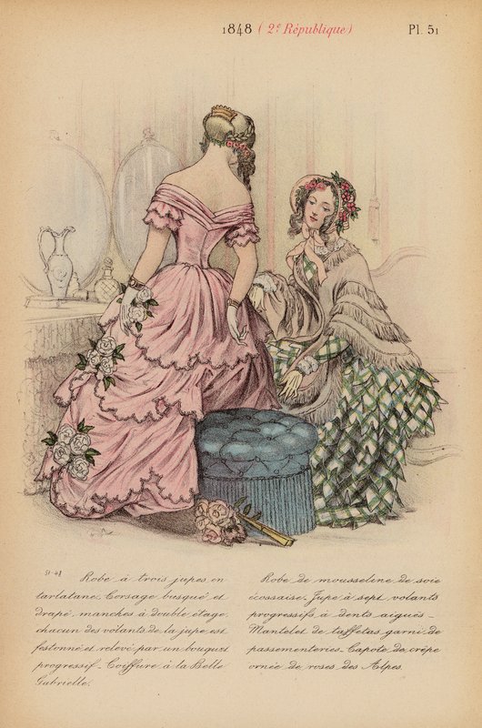 La moda francesa: 1848, 2e Republique (litografía en color) de Louis Colas