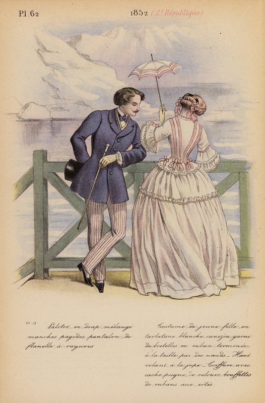 La moda francesa: 1852, 2e Republique (litografía en color) de Louis Colas