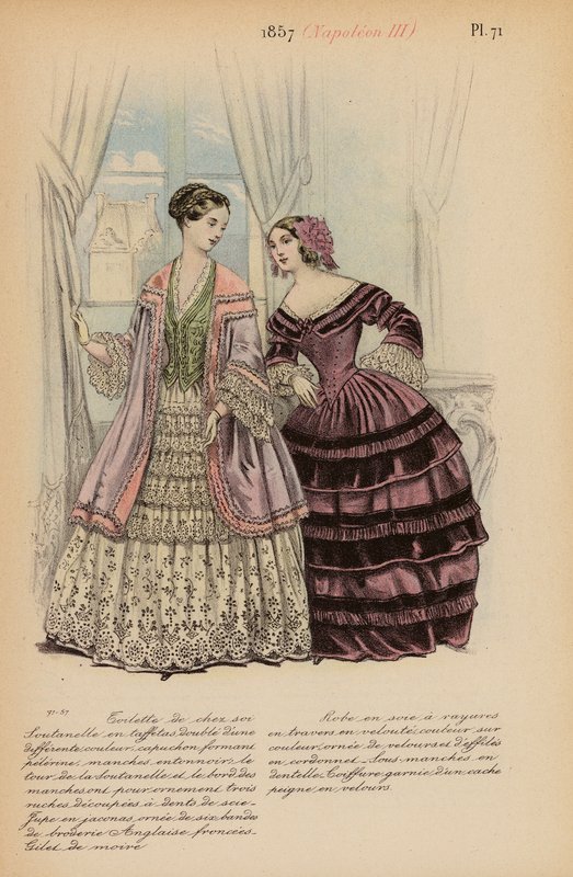 Moda francesa: 1857, Napoleón III (litografía en color) de Louis Colas