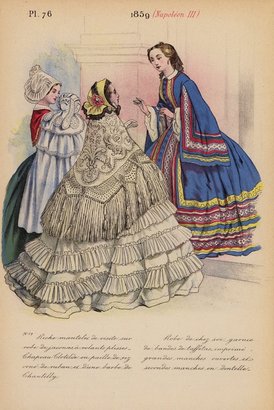 Moda francesa: 1859, Napoleón III (litografía en color) de Louis Colas
