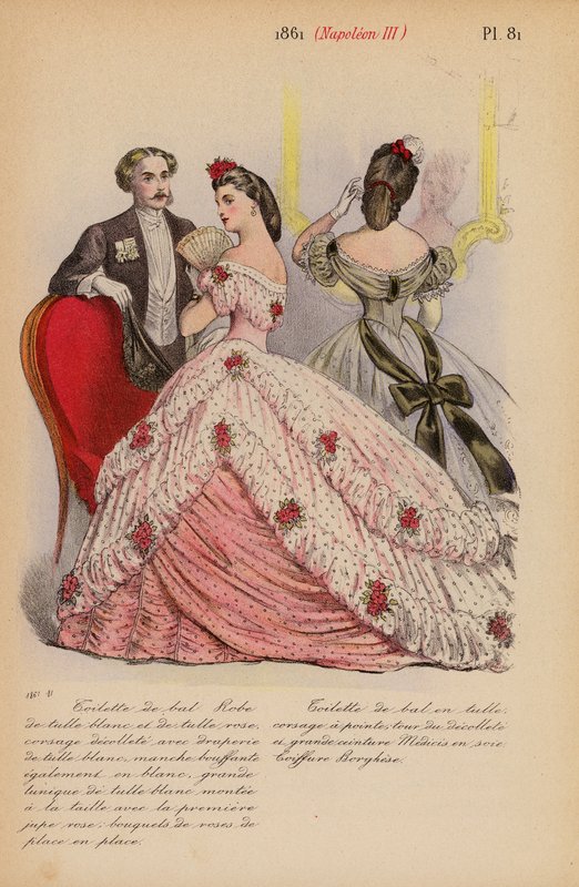 Moda francesa: 1861, Napoleón III (litografía en color) de Louis Colas