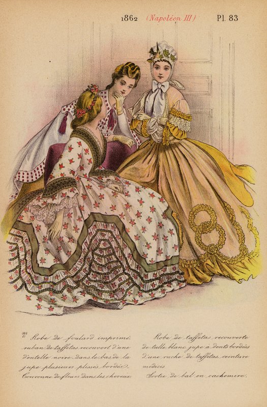 Moda francesa: 1862, Napoleón III (litografía en color) de Louis Colas