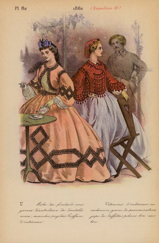 Moda francesa: 1862, Napoleón III (litografía en color) de Louis Colas