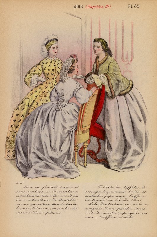 Moda francesa: 1863, Napoleón III (litografía en color) de Louis Colas