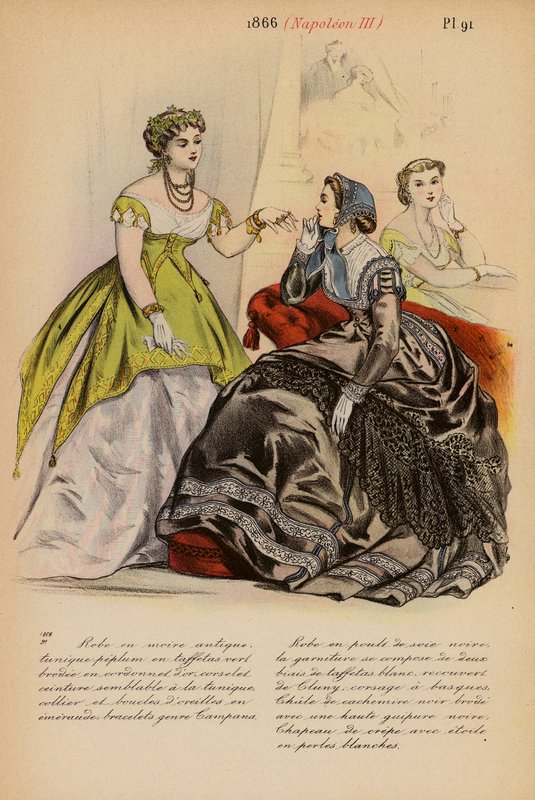 Moda francesa: 1866, Napoleón III (litografía en color) de Louis Colas