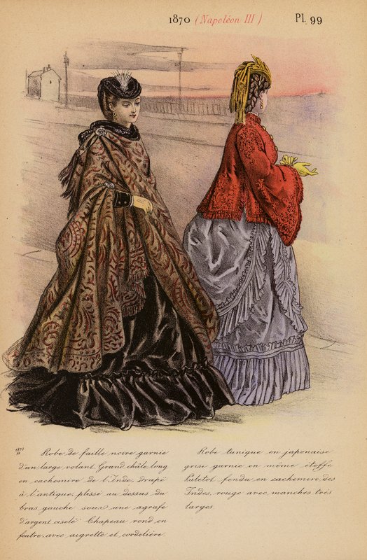 Moda francesa: 1870, Napoleón III (litografía en color) de Louis Colas