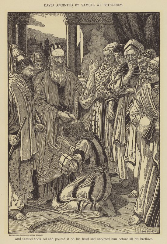 David ungido por Samuel en Belén de Louis John Rhead