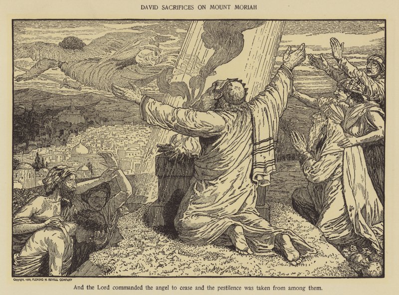 David sacrifica en el Monte Moriah de Louis John Rhead