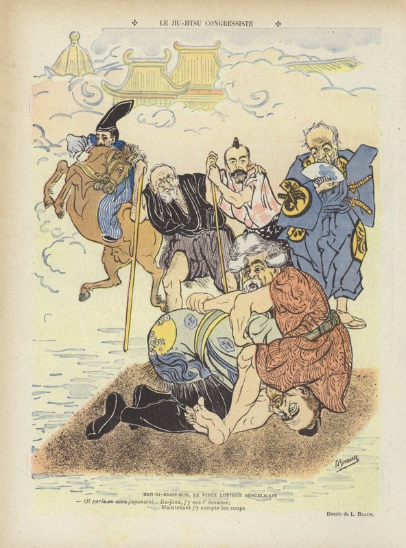 Ju-jitsu congresional. Ilustración para Le Rire de Ludwig Braun