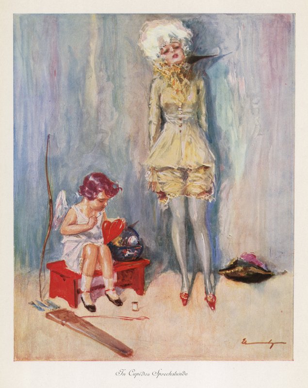 En la cirugía de Cupido (litografía en color) de Ludwig Lutz Ehrenberger