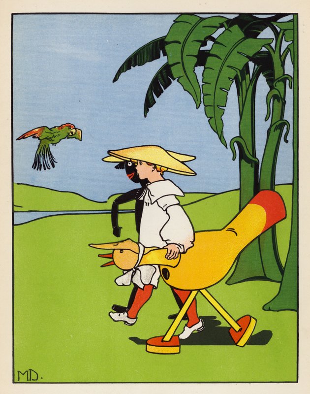 "¡Cawk! ¡Graznido! " (litografía en color) de Mabel Dearmer