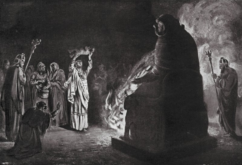 Sacrificio fenicio a Moloc (litografía) de Margaret (after) Dovaston
