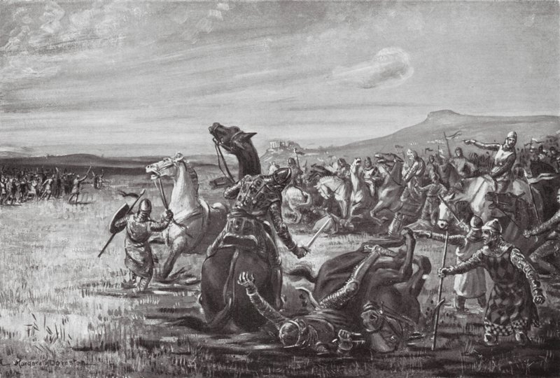 La batalla de Orchomenos (litografía) de Margaret (after) Dovaston