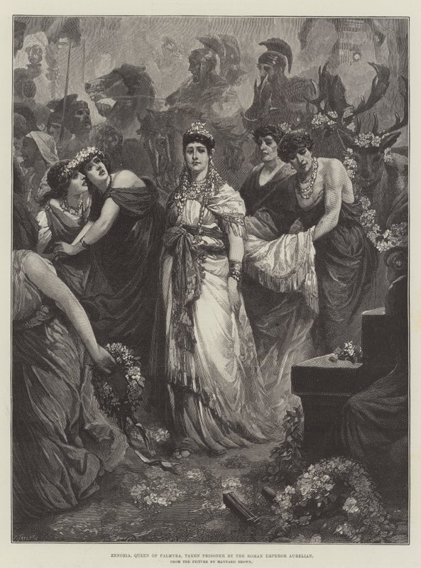 Zenobia, Reina de Palmira, capturada por el Emperador Romano Aureliano de Maynard Brown