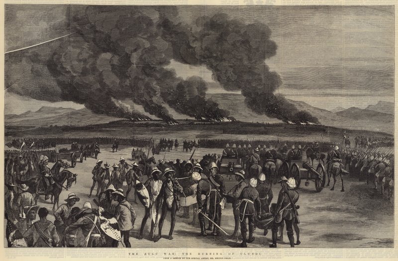 La guerra zulú, la quema de Ulundi de Melton Prior
