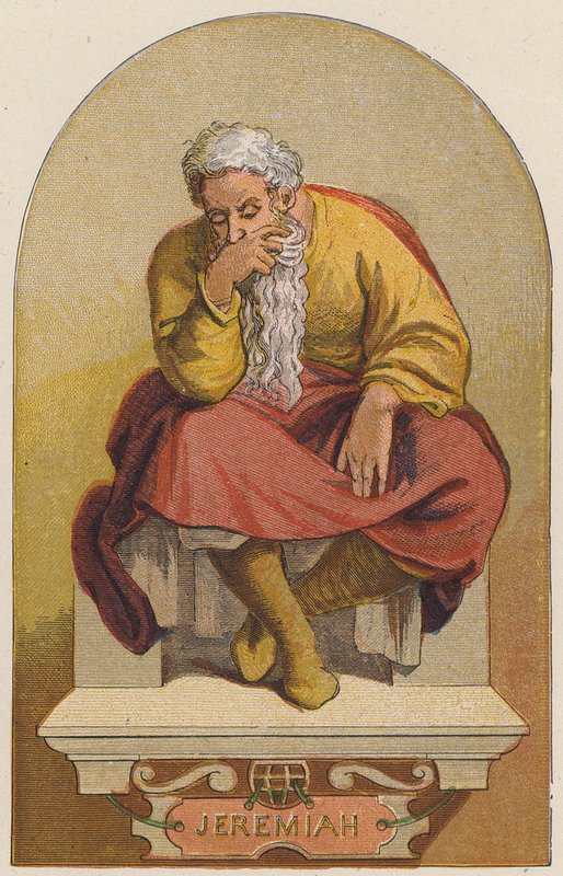 Jeremías (litografía en color) de Michelangelo (after) Buonarroti