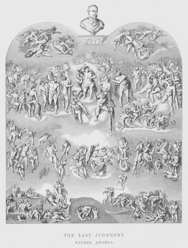 El Juicio Final (grabado) de Michelangelo (after) Buonarroti
